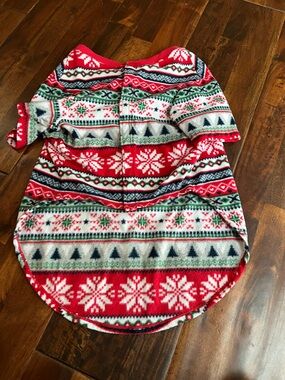 Cozy Red & White Holiday Fair Isle Fleece Pullover